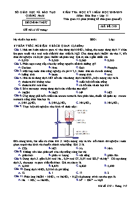 Đề kiểm tra học kỳ I môn Hóa học Lớp 11 - Mã đề 310 - Năm học 2018-2019 - Sở giáo dục và đào tạo Quảng Nam